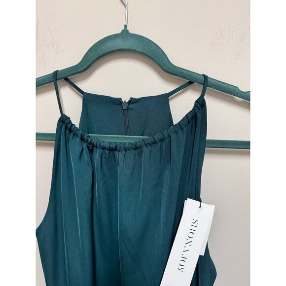 Shona Joy Draped Halter Tulip Gown Size 4 NWT Rusched Green Formal Holiday - Picture 3 of 11
